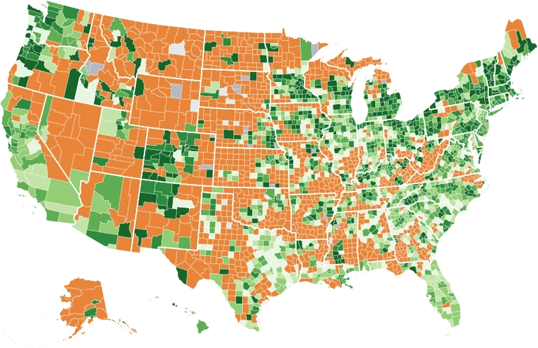 Map of access to immigrant-serving organizations by county